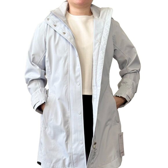 New ATHLETA 2X RainOut Sutro Long Trench in Snowfall Blue - Picture 2 of 11
